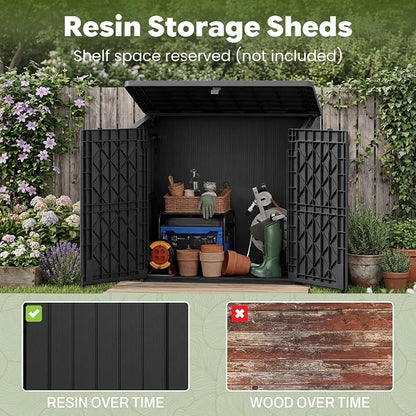 LHBcraft 36 Cu Ft Outdoor Storage Cabinet, Horizontal Resin Storage Shed Box - Image 5
