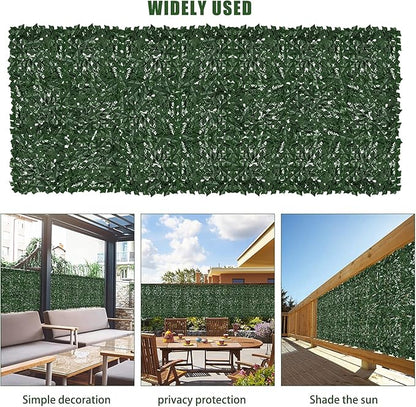Faux Ivy Privacy Fence Screen Outdoor Expandable Artificial Greenery Roll Fake Hedge Wall Patio Green Plastic Leaf Plant Vine Grass Panels Gate Covering for Garden Yard Balcony (98.4 X 39.4 in)