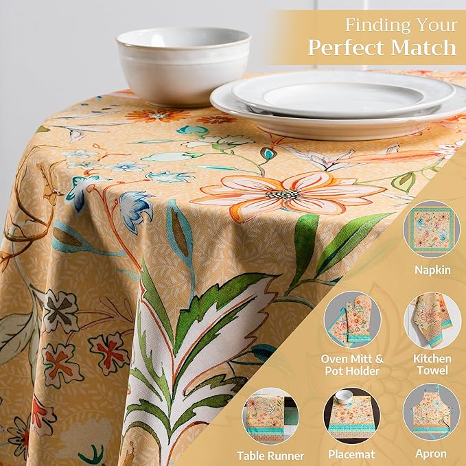 Maison d' Hermine Table Cloth Round Table 100% Cotton 69 Inches Tablecloth Reusable Decorative for Dining Room, Farmhouse, Home, Party, Festive & Wedding Spring Summer - Luxury Loft – Peach
