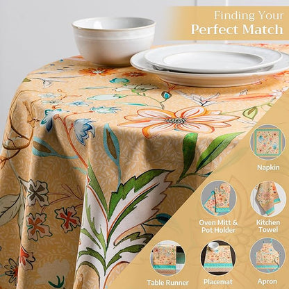 Maison d' Hermine Table Cloth Round Table 100% Cotton 63 Inches Tablecloth Reusable Decorative for Dining Room, Farmhouse, Home, Party, Festive & Wedding Spring Summer - Luxury Loft – Peach