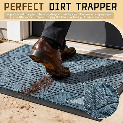 Yimobra Outdoor Mats for Front Door 29.5x17, Stops Mud & Dirt at Entrance, Fits Garage & Patio, All-Weather Waterproof Non Slip Outdoor Indoor Welcome Mat, Mix Blue