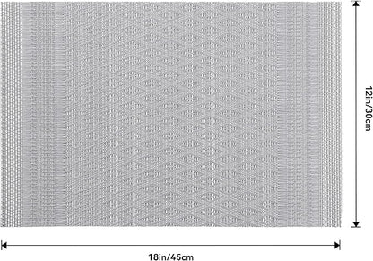 Leetaltree Lunar Grey Placemats Set of 8 - Heat Resistant Non-Slip Place mats for Dining Table, Washable Durable PVC Vinyl Woven Table Mats（Lunar Grey, 8）