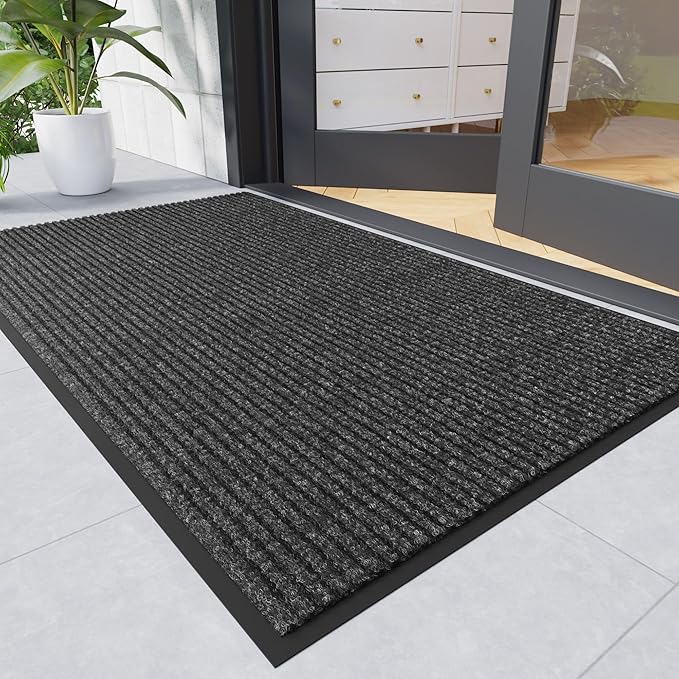 Front Door Mat, 3' x 4' Heavy Duty Indoor Outdoor Door Mat for Entryway, Commercial Door Mats Entrance, Low Profile Welcome Mats Non-Slip, Durable Rubber Backing Entry Mat for Patio, Home