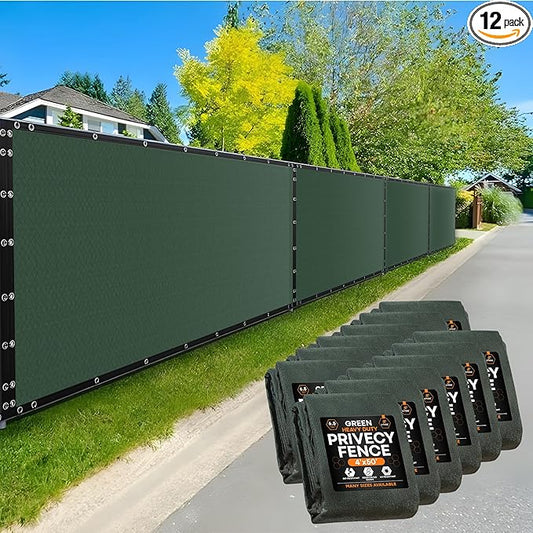 Xpose Safety Privacy Fence Screen 4’ x 50’ (12 Pack) – Heavy Duty Green Mesh with 90% Visibility Block, UV Protection – for Garden, Yard, Nursery, Kennel, Dog Run, Greenhouse