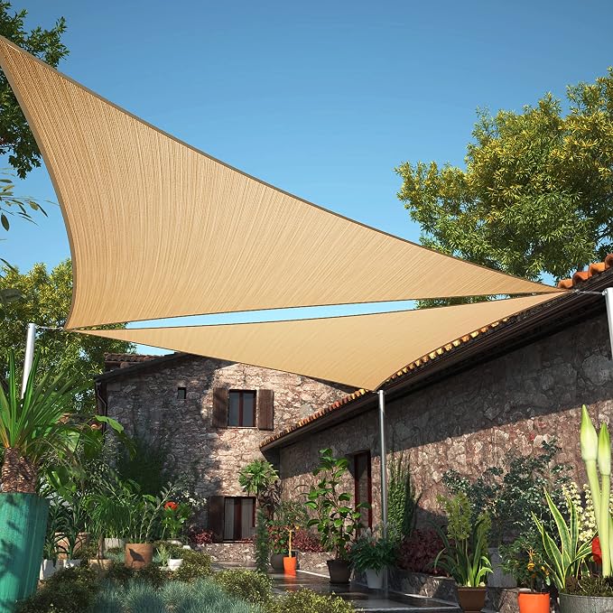 10' x 13' x 16.4' Sand Beige Sun Shade Sail UPF50 Right Triangle SMTAPT12 by ShadeMart