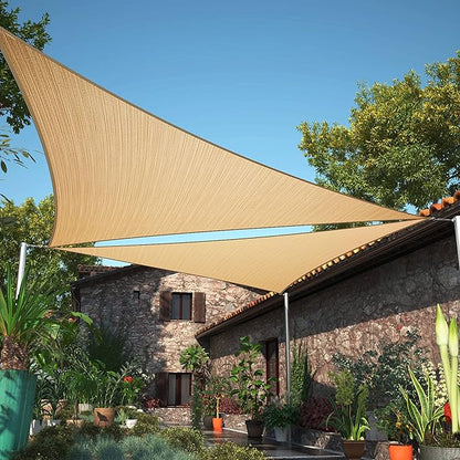 6' x 8' x 10' Sand Beige Sun Shade Sail UPF50 Right Triangle SMTAPT12 Canopy by ShadeMart