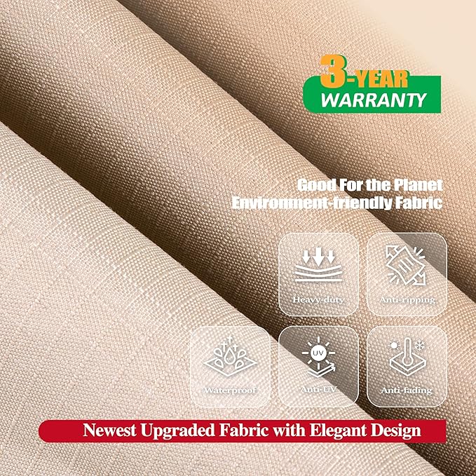 F&J Outdoors Patio Furniture Covers, Waterproof UV Resistant for Table & Chairs Set, Beige, 90"x60"