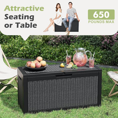 Outdoor Storage Box, 75 Gallon Resin Deck Boxes Outdoor Waterproof - Image 5