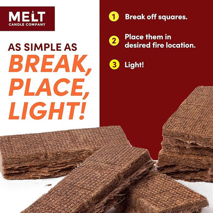 Melt Candle Company Fire Starter Squares, 160 Pieces - Fire Starters Kit for Campfires, Grill, Outdoor Fire Pit, Fireplace, BBQ - Water Resistant & Odorless - Camping Accessories