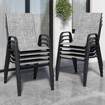 Stackable Patio Chairs Set of 8, Outdoor Chairs Set by Vimstora