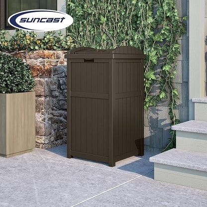 Suncast Trash Hideaway Outdoor Patio 33 Gal Garbage Waste Trash Can Bin (6 Pack)