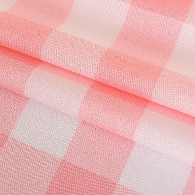 Cupuamon 2 Pack Waterproof Polyester Fabic Square Checkered Tablecloth，54x54 Outdoor Table Cloth，Oil Stain Prevention Table Cloth for Pinics and Parties（Pink and White）