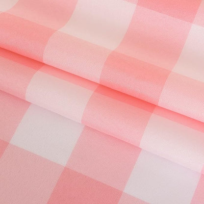 Cupuamon 2 Pack Waterproof Polyester Fabic Rectangle Checkered Tablecloth，60x84 Outdoor Table Cloth，Oil Stain Prevention Table Cloth for Pinics and Parties（Pink and White）