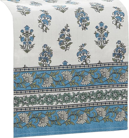 Elrene Home Fashions Tropez Paisley Block Print Coastal Stain & Water Resistant Indoor/Outdoor Table or Console Runner, 13"x70"