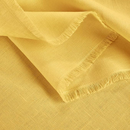 Solino Home Linen Fringe Table Runner 120 Inches Long - 100% Pure Linen Marigold Yellow Table Runner 14 x 120 Inch for Spring, Easter