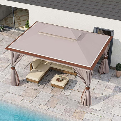 10'x13' Outdoor Gazebo, Metal Frame Heavy Duty Patio Canopy Tent Shelter - Image 4