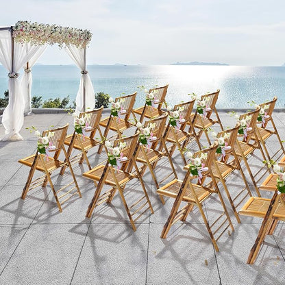 VINGLI Bamboo Folding Chair, Foldable Dining Wood Chairs Comfortable Seat - Image 7