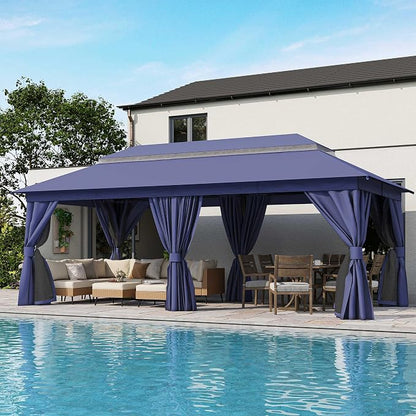 10'x20' Outdoor Gazebo, Metal Frame Heavy Duty Patio Canopy Tent Shelter by LAUSAINTHOME