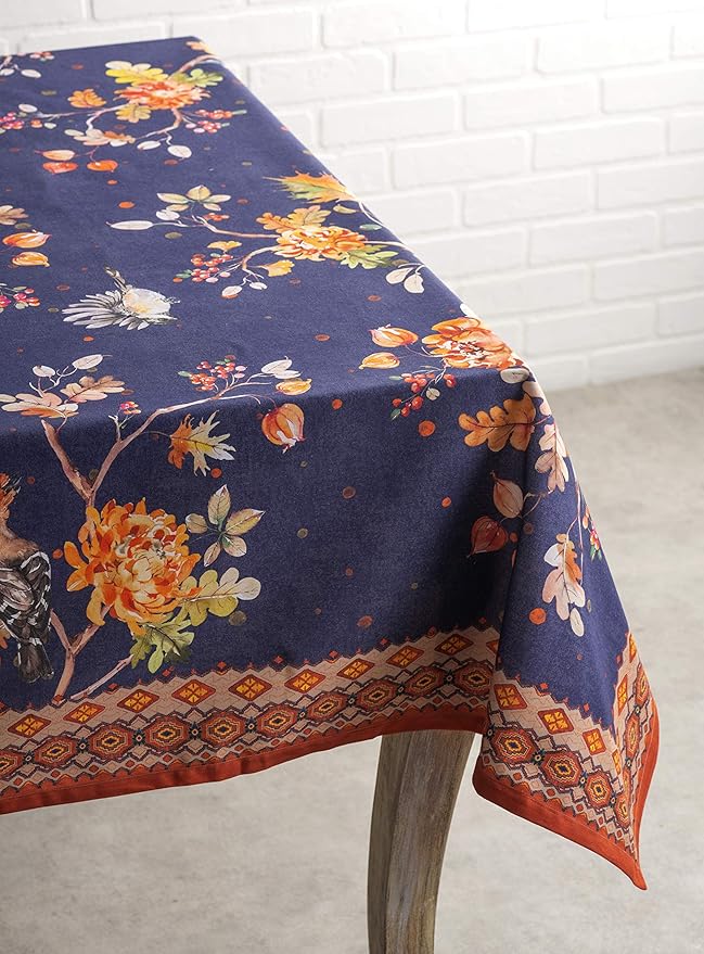 Maison d' Hermine Table Cloth Rectangle Table 100% Cotton 54 x 72 Inches Fall Tablecloth Reusable Everyday Use for Thanksgiving Christmas Decorations Dining Farmhouse Party (Kelim - Infinity)