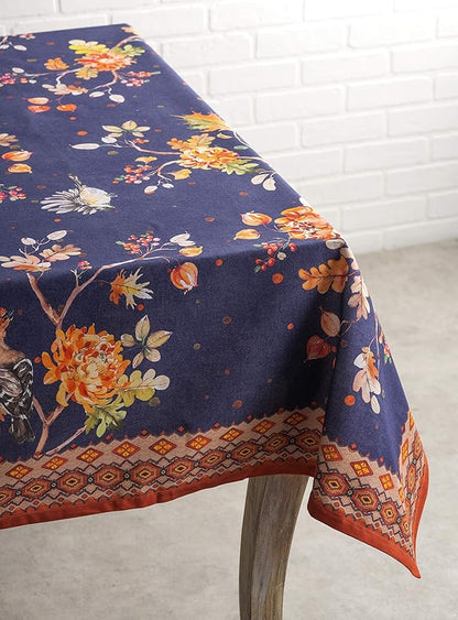 Maison d' Hermine Table Cloth Square Table 100% Cotton 60 x 60 Inches Fall Tablecloth Reusable Everyday Use for Thanksgiving Christmas Decorations Dining Farmhouse Party (Kelim - Infinity)