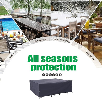 F&J Outdoors Heavy Duty Waterproof Anti-UV Rip-stop Fabric Extra Large Patio Furniture Covers, Grey, 160"x92"x35"
