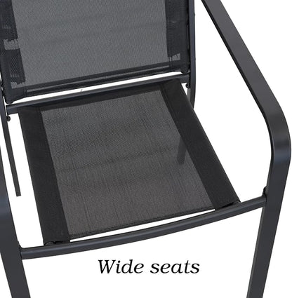 Anmutig Stackable Outdoor Dining Chairs Set of 6, Textilene Fabric, Breathable - Image 6