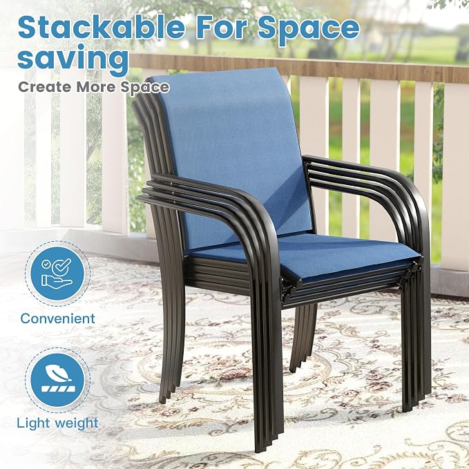 DIFY Patio Dining Chairs Set of 4, Stackable Outdoor Metal Chairs - Image 5