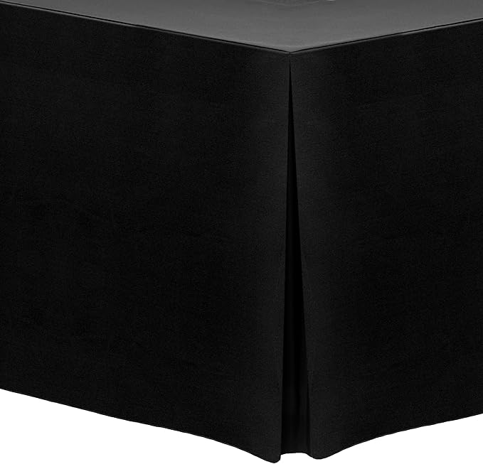 Ultimate Textile -10 Pack- 5 ft. Fitted Polyester Tablecloth - Fits 30 x 60-Inch Banquet and Folding Rectangular Tables - 42" H, Black