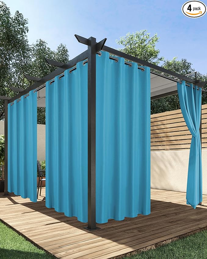 HolidayIdeas Outdoor Curtains for Patio Waterproof 4 Pcs 54x108 Inch Teal | by HolidayIdeas