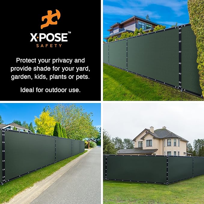 Xpose Safety Privacy Fence Screen 6’ x 50’ – Heavy Duty Green Mesh with 90% Visibility Block, UV Protection – for Garden, Yard, Nursery, Kennel, Dog Run, Greenhouse