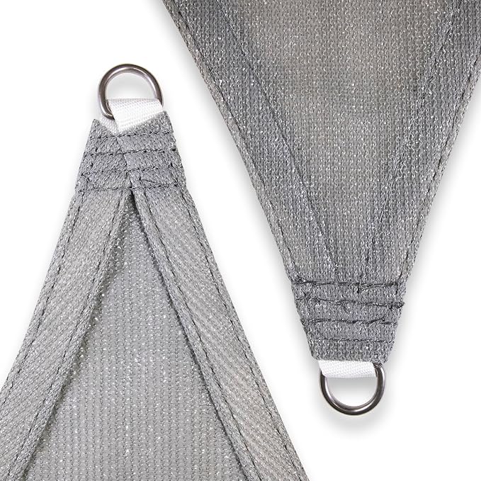 Amgo Custom Size 8' x 14' x 16.1' Gray Right Triangle Sun Shade Sail UPF50+ - Image 8