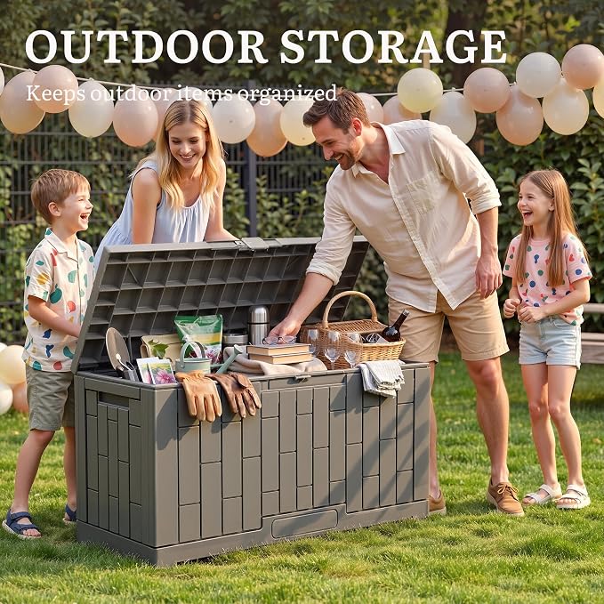 YITAHOME 60 Gallon Outdoor Storage Box w/Slide-Locking Lid | Large Water - Image 6