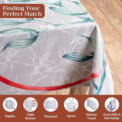 Maison d' Hermine Table Cloth Rectangle Table 100% Cotton 60 x 120 Inches Fall Tablecloth Reusable Everyday Use for Thanksgiving Christmas Decorations Dining Farmhouse Party (Enora)