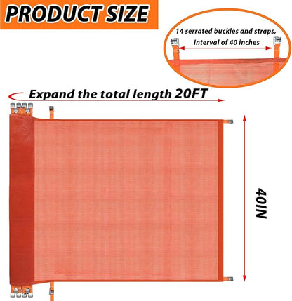 20' L x 40" W Construction Safety Debris Netting with 14 Tapes & Buckles, Orange Fire Retardant Pump Jack Safety Net, Scaffold Safety Netting Rolls Scaffold Net Enclosure