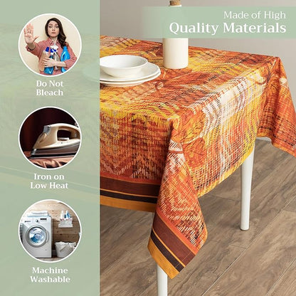Maison d' Hermine Table Cloth Rectangle Table 100% Cotton 70 x 140 Inches Fall Tablecloth Reusable Everyday Use for Thanksgiving Christmas Decorations Dining Farmhouse Party (Thanksgiving Tartan)