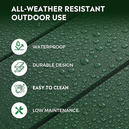 Costaelm Patio Bistro Table, 42" Counter Height Round Patio Cocktail Bar Table with Umbrella Hole, Outdoor Bistro Dining Pub Table for Front Porch Deck Backyard Garden, Dark Green