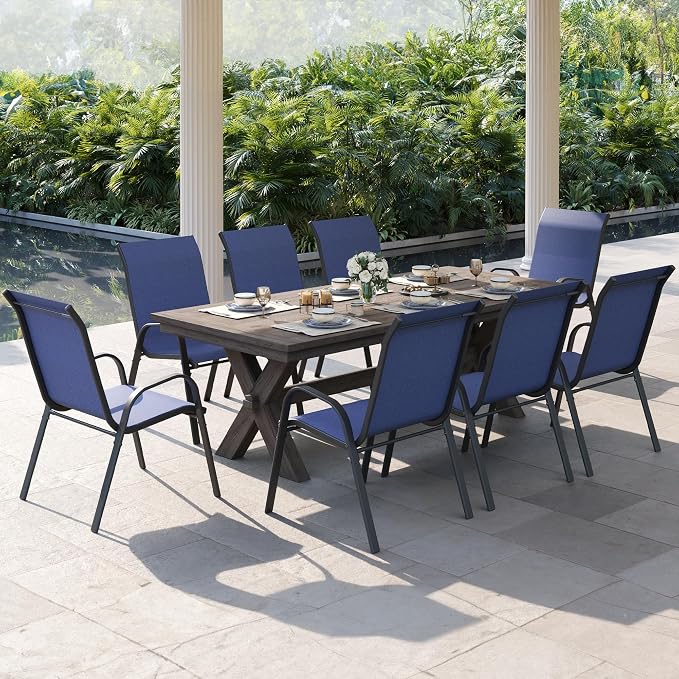 Patio Dining Chairs Set of 8, Outdoor High Stacking Chairs，Breathable Fabric - Image 2
