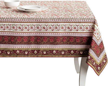Maison d' Hermine Table Cloth Square Table 100% Cotton 54 x 54 Inches Fall Tablecloth Reusable Everyday Use for Thanksgiving Christmas Decorations Dining Farmhouse Party (Reveillon Au Jardin)