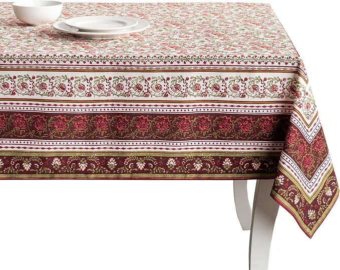 Maison d' Hermine Table Cloth Rectangle Table 100% Cotton 70 x 140 Inches Fall Tablecloth Reusable Everyday Use for Thanksgiving Christmas Decorations Dining Farmhouse Party (Reveillon Au Jardin)