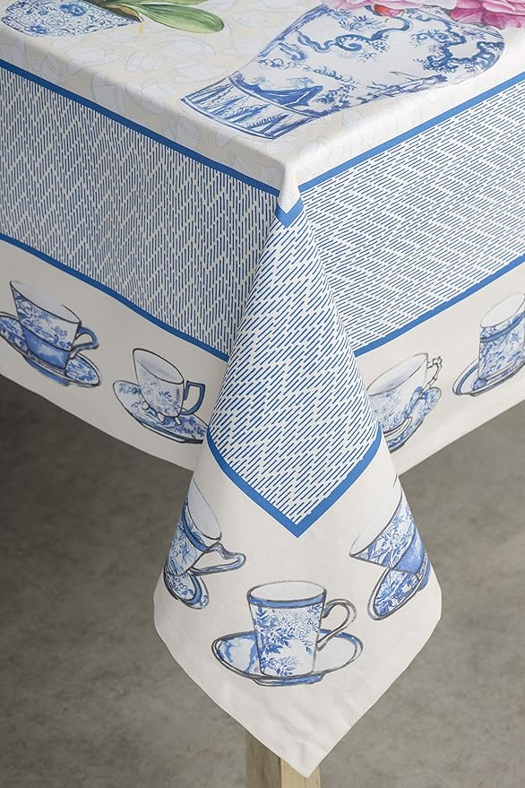 Maison d' Hermine Table Cloth Rectangle Table 100% Cotton 60 x 108 Inches Tablecloth Reusable Decorative Everyday Use for Dining Room, Farmhouse, Home, Party, Festive & Wedding Spring Summer - Canton