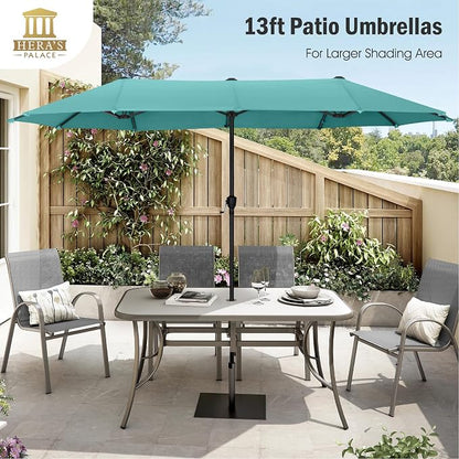 13 ft Large Double-Sided Patio Umbrella, Outdoor Umbrella, Turquoise | HERA'S - Image 3