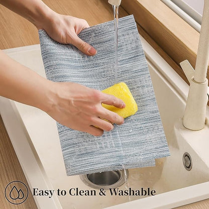 Leetaltree Alice Blue Placemats Set of 6 - Heat Resistant Non-Slip Place mats for Dining Table, Washable Durable PVC Vinyl Woven Table Mats（Jacquard Blue, 6）