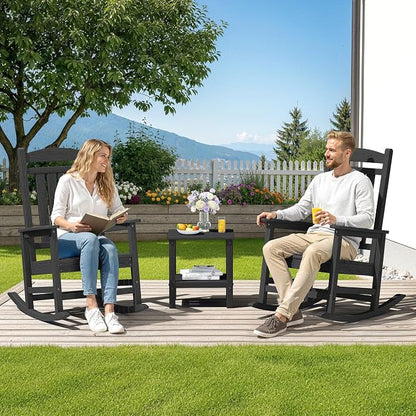 SERWALL Outdoor Rocking Chair Set of 2, Patio Rocking Chair, Porch Rocker - Image 2