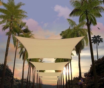 Amgo Custom Size 12' x 20' Beige Rectangle Square Sun Shade Sail UPF50+ by Amgo