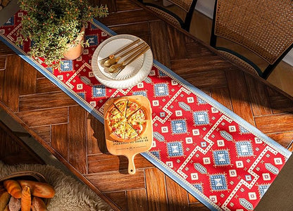 13×72 Inch Table Runner, Retro-Luxury Tassels Series for Kitchen Dining Table Holiday Decoration (Chipset)