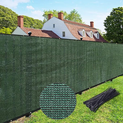 UPGRADE Privacy Fence Screen 4'x7' Dark Green Outdoor 90% Visibility Blockage 170 GSM Mesh Shade Cover Panels for Backyard,Balcony,Home Decoration with Zip Ties,Customized Avaliable