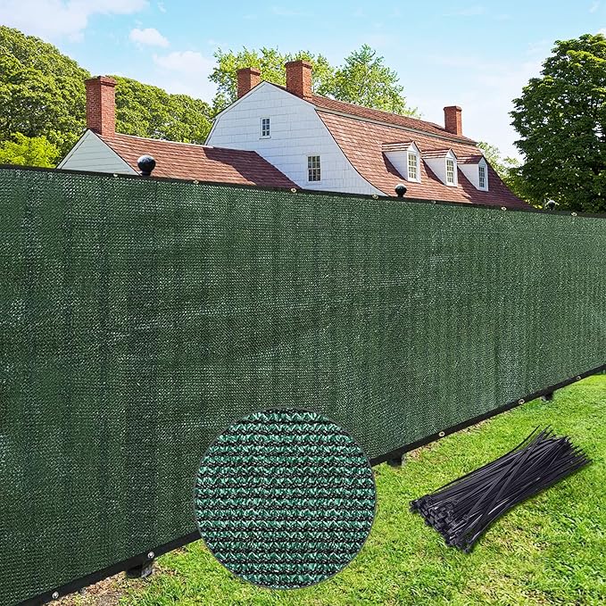UPGRADE Privacy Fence Screen 4'x61' Dark Green Outdoor 90% Visibility Blockage 170 GSM Mesh Shade Cover Panels for Backyard,Balcony,Home Decoration with Zip Ties,Customized Avaliable