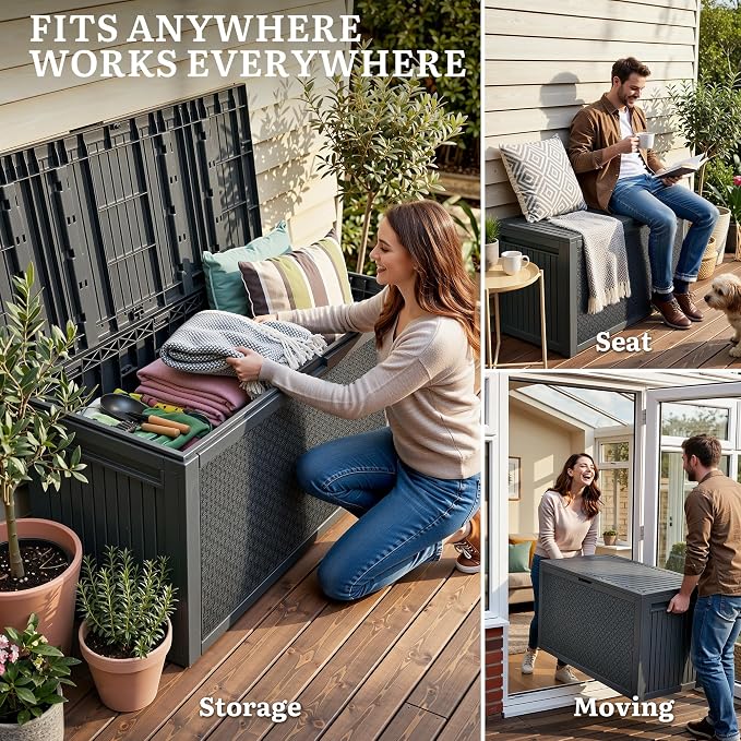 YITAHOME 95 Gallon Large Outdoor Deck Box | Lockable Waterproof Resin Storage - Image 7