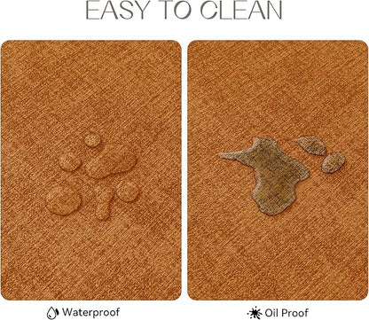 Romanstile Vinyl Placemats Set of 6-12 X 17 Inch - Heat Resistant Place Mats 100% Waterproof Oilproof Wipeable Reversible Faux Leather Table Mats for Kitchen, Dining, Party, Outdoor, Orange