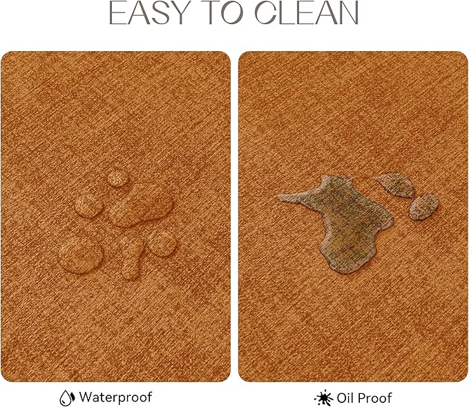 Romanstile Vinyl Placemats Set of 8-12 X 17 Inch - Heat Resistant Place Mats 100% Waterproof Oilproof Wipeable Reversible Faux Leather Table Mats for Kitchen, Dining, Party, Outdoor, Orange